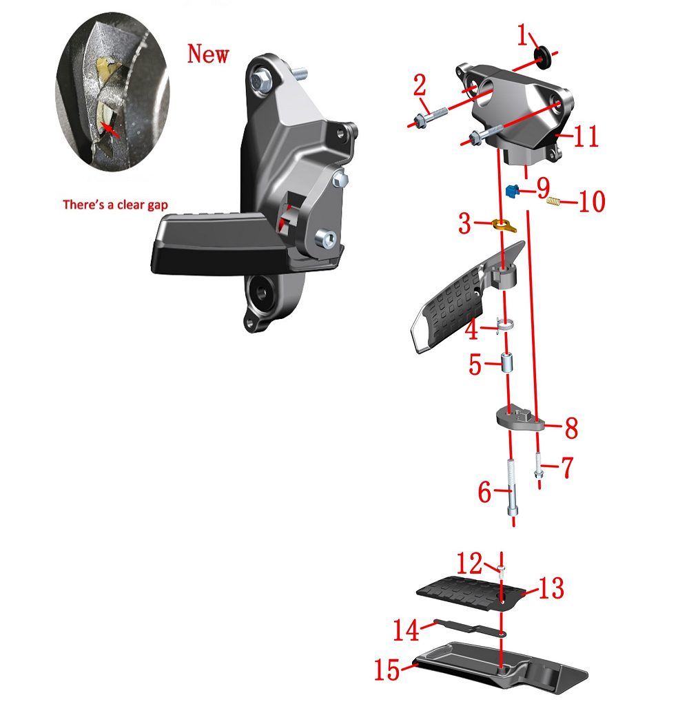 Задняя левая педаль в сборе (Нового образца)