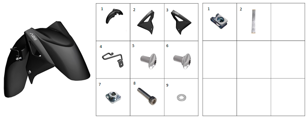 Крыло переднее в сборе  (Черное матовое)