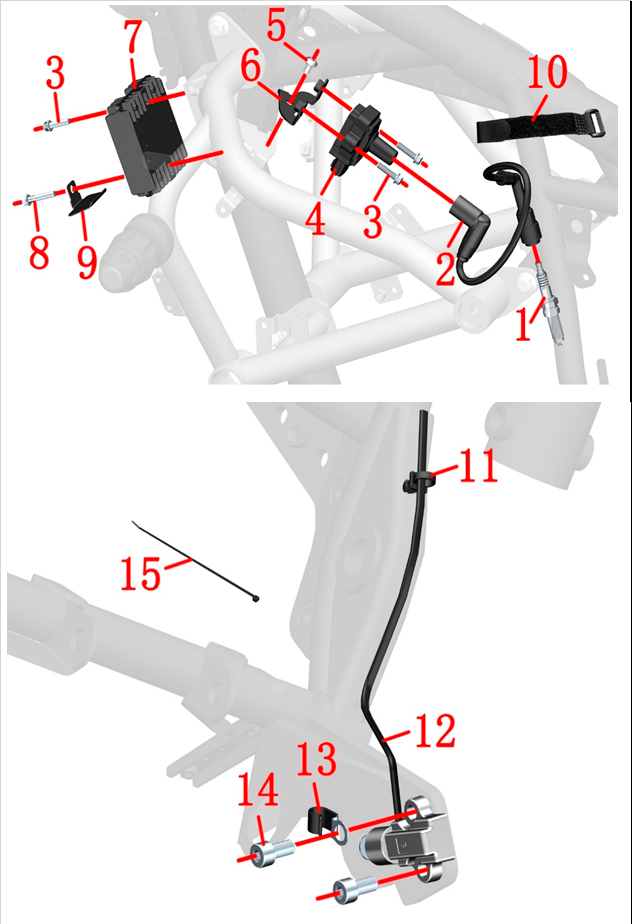 Катушка зажигания и концевик подножки