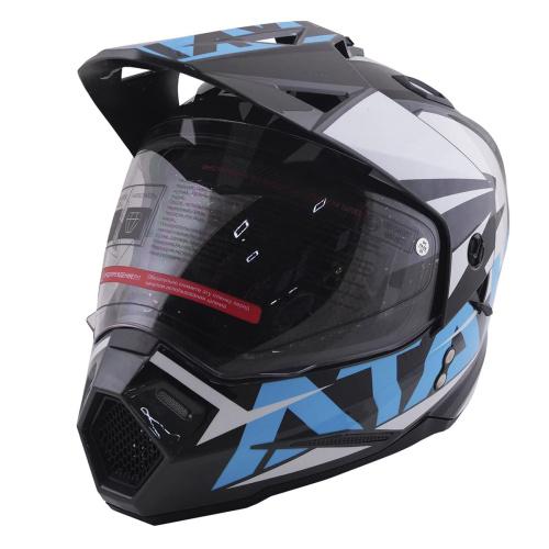 Шлем мотард ATAKI JK802 Rampage (серый/синий глянцевый, S, 020229-763-2822)