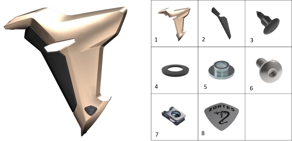 Пластик боковой левый (золотой цвет)