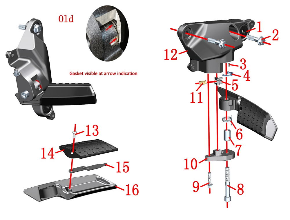Задняя правая педаль в сборе (Старого образца)