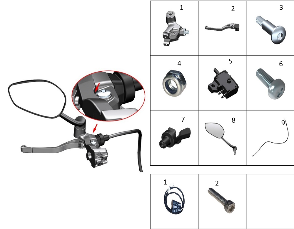 Элементы левой ручки руля