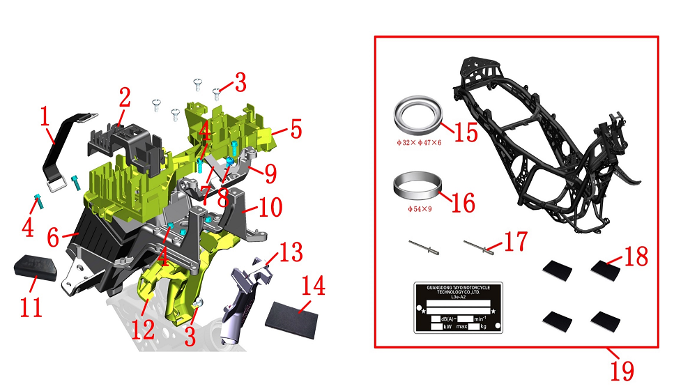 Передний пластик внутренний и АКБ