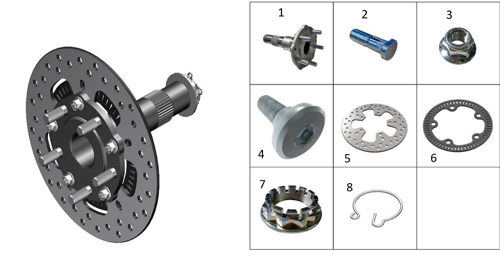 Ось и тормозной диск заднего колеса